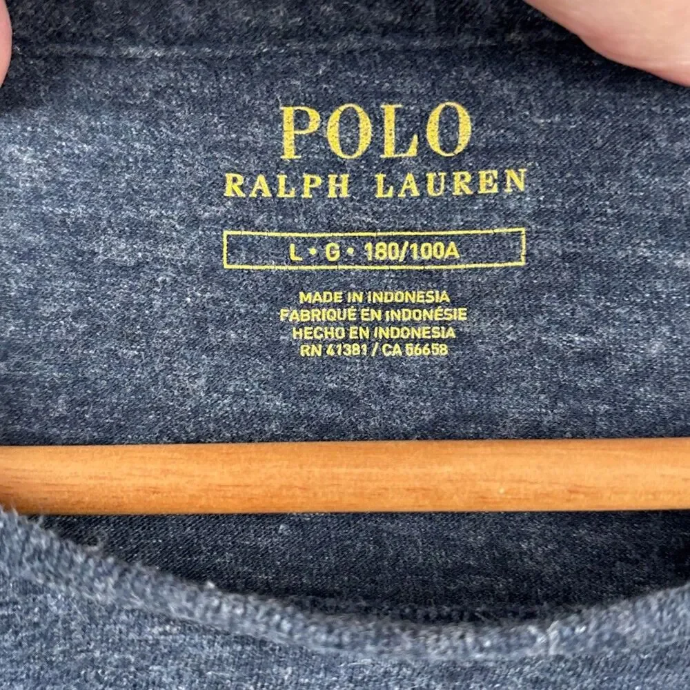 POLO RALPH LAUREN Men Jersey Pullover LARGE Heather Blue Long Sleeve Pony Cotton